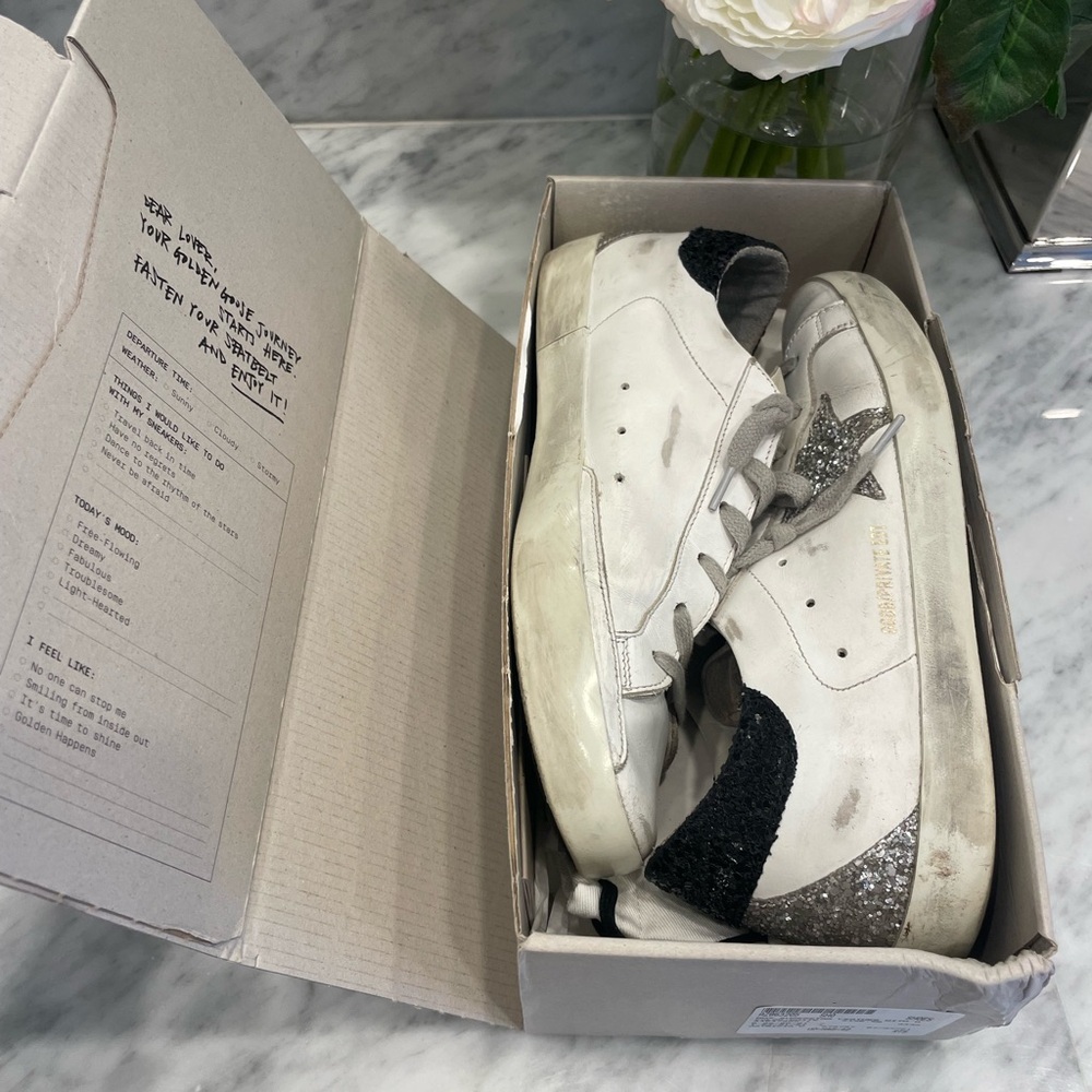 Golden Goose White Sneakers with Silver Star - Picture 14 of 14